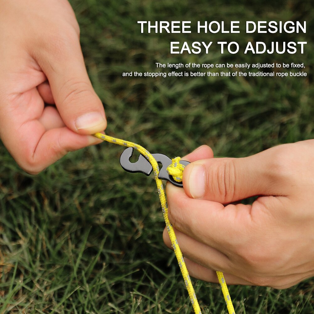 Cheap Goat Tents 10pcs Adjustable Camping Tent Cord Rope Buckle S Type Tensioners Fastener Kit Outdoor Camping Tents Securing Accessories   